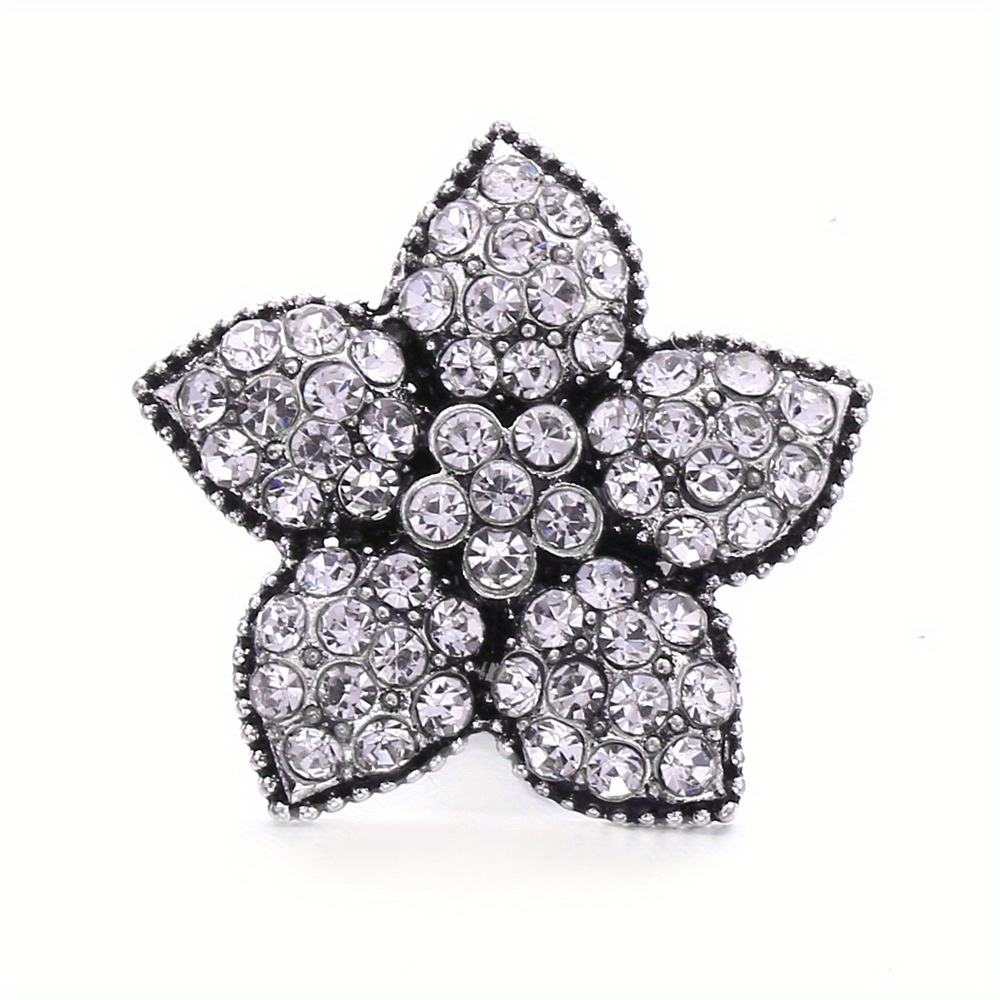 Alloy Flower Button Rhinestone Inlaid Bracelet Bangle